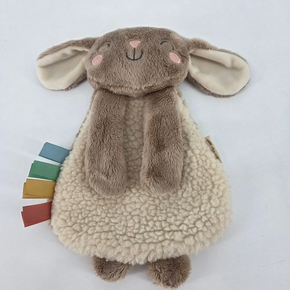 Itzy Ritzy Bitzy Lovey Bunny Brown Sherpa Crinkle Plush Security Blanket Tags